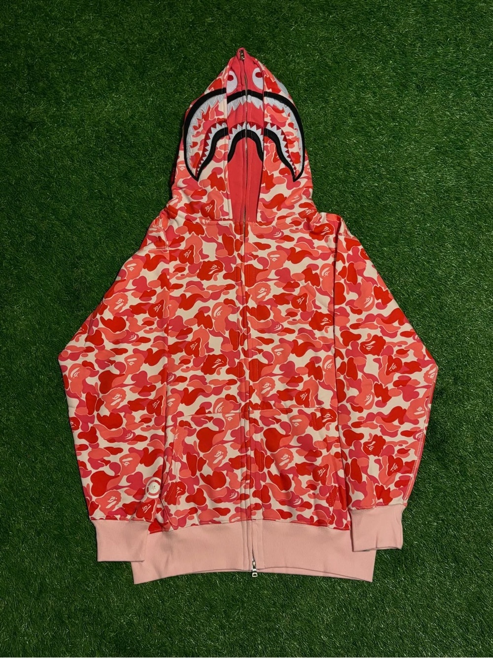 Double Hooded Pink Bape Zip Up